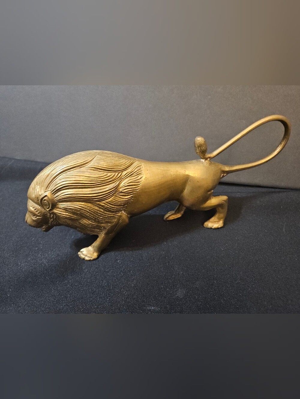 Brass Lion Figurine Decorative Sculpture - Gold